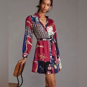 Anthropologie Abstract Contrast Shirtdress Sz S